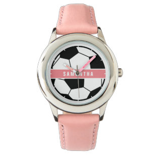 Relógio Monograma do desportista preto branco e rosa