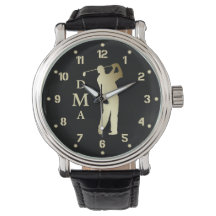 Monograma Dourado de Golfer Silhout