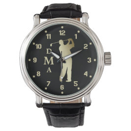 Relógio Monograma Dourado de Golfer Silhout