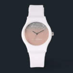 Relógio Monograma Dourado de Lata Rosa Rosa Rosa Rosa Esbr<br><div class="desc">Rosa Dourado - Controle de Nome do Monograma do Script Glitter Glitter Glitter e Cor-de-rosa-Blush e Silver Sparkle. Isso faz a formatura perfeita,  aniversário,  casamento,  chá de panela,  aniversário,  chá de fraldas ou presente de festa de solteira para alguém que ama luxo de vidro e estilos quíticos.</div>
