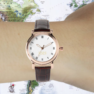 Relógio Monograma Dourado Elegante de Na moda para mulhere