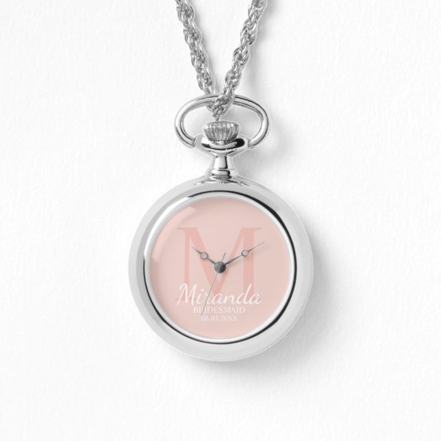 Relógio Monograma e nome da Bridesmaid Personalizada (Frente)