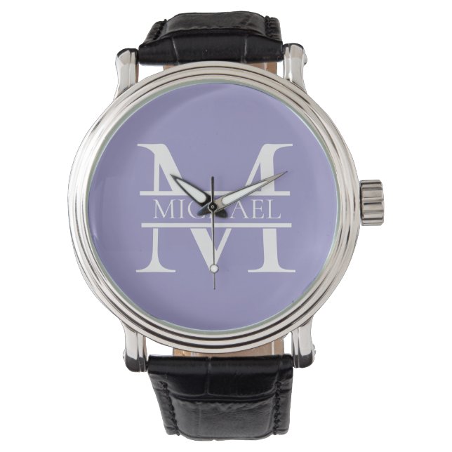Relógio Monograma e Nome Elegante Personalizado (Frente)