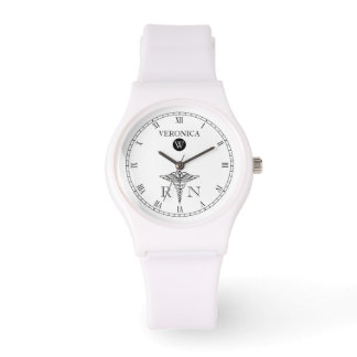 Relógio Monograma Elegante Black|White Face Nurse Watch