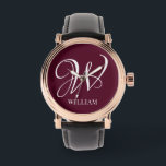 Relógio Monograma Elegante Personalizado Inicial<br><div class="desc">Monograma inicial simples na moda na tipografia moderna. Presente personalizado perfeito com toque pessoal</div>