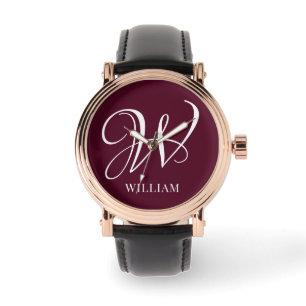 Relógio Monograma Elegante Personalizado Inicial