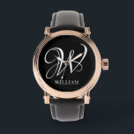 Relógio Monograma Elegante Personalizado Inicial<br><div class="desc">Monograma inicial simples na moda na tipografia moderna. Presente personalizado perfeito com toque pessoal</div>