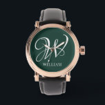 Relógio Monograma Emerald Personalizado Inicial<br><div class="desc">Monograma inicial simples na moda na tipografia moderna. Presente personalizado perfeito com toque pessoal</div>