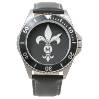 Monograma Fleur De Lis Moderno, preto e branco sim