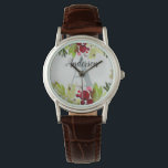 Relógio Monograma floral de folhagem de aquarelas<br><div class="desc">Design personalizado do monograma floral de folhagem de água. Ideal para aniversário,  Natal,  formatura,  casamento ou qualquer celebração.</div>