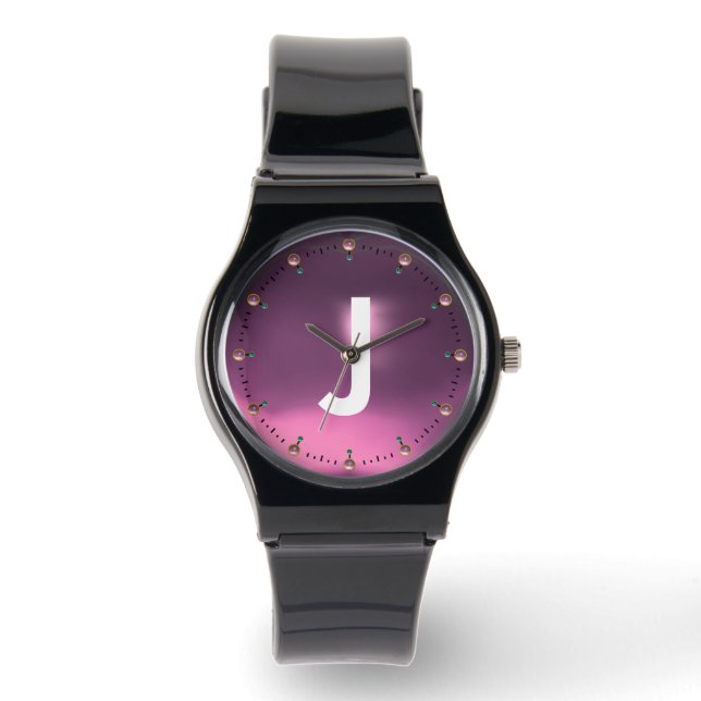 RELÓGIO MONOGRAMA GEMSTONE DE TINTA LILAC IMPRESSA (Frente)