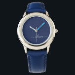 Relógio Monograma marinho Azul e Branco Moderno<br><div class="desc">Apresentando nossa Coleção de Monogramas Modernos Azul e Branco: Eleve sua decoração caseira com nossa sofisticada coleção com um esquema de cores azul e branco do marinho contemporâneo. Cada peça é trabalhada meticulosamente para exudir elegância e estilo, perfeito para adicionar um toque de talento moderno a qualquer sala. Quer você...</div>