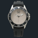 Relógio Monograma Minimalista Moderno Inicial<br><div class="desc">Monograma moderno Monograma preto bege simples Monograma Emblema Tipografia Clássica Mínima do Bloco Clássico</div>