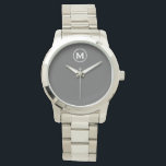 Relógio Monograma Moderno de Cinzas Minimalista<br><div class="desc">Monograma Mínimo Moderno Monograma Monograma Cinza Emblem Branco Bloco Clássico Tipografia Monograma Cinza Sólida Fundo</div>