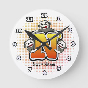 Relógio Monograma N Sock Monkey