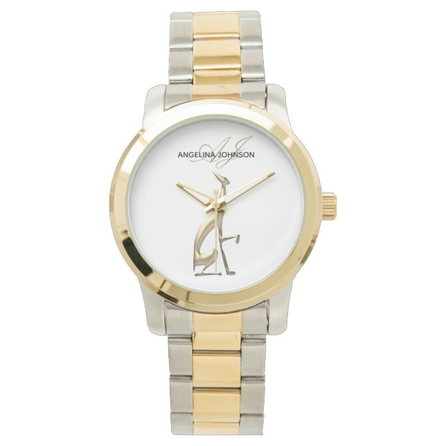 Relógio Monograma Personalizado Cão Dourado (Frente)
