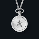 Relógio Monograma Personalizado e Inspeção de bolso de nom<br><div class="desc">Monograma Personalizado e Dif de Nome apresentam monograma personalizado e nome no estilo de fonte de serif clássico. Perfeito como presentes de dia de os pais para pais, presentes para padrinhos de casamento e para quaisquer ocasiões especiais. Observe que os detalhes do mármore são simulados no trabalho de arte. Não...</div>