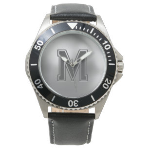 Relógio Monograma Personalizado em Metal Brilhante e Resfr