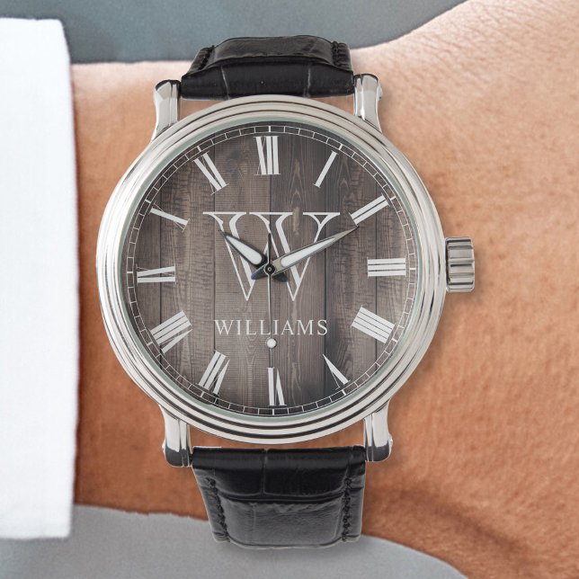 Relógio Monograma Personalizado Farmhouse Russo (Criador carregado)