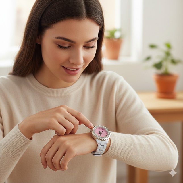 Relógio Monograma Personalizado Nome Inicial (Custom Monogram Personalized Name Initial Watch)