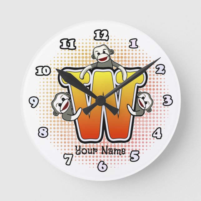 Relógio Monograma W Sock Monkey (Frente)