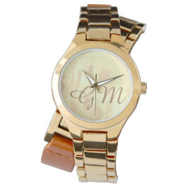 Relógio Monogrammed Sepia Watercolor Watch