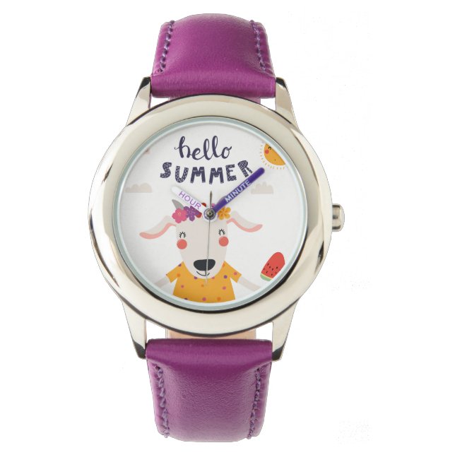 Relógio Montre Enfant Hello Summer Acier Inoxydable Violet (Frente)
