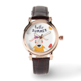 Relógio Montre Femme Hello Summer Carré Cuir Marron