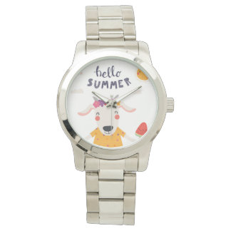 Relógio Montre Hello summer - gros bracelet argent