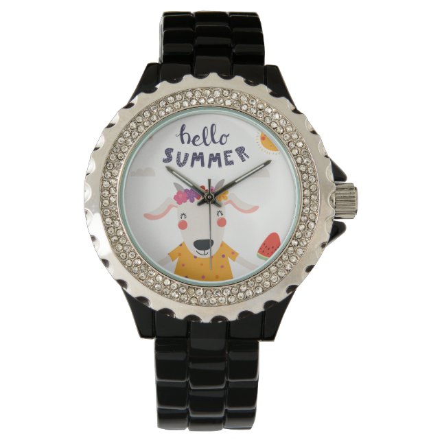 Relógio Montre Hello summer Strass alliage émail noir (Frente)