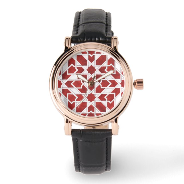 Relógio Montre Mosaïque marocaine rouge ZELLIGE (Frente)