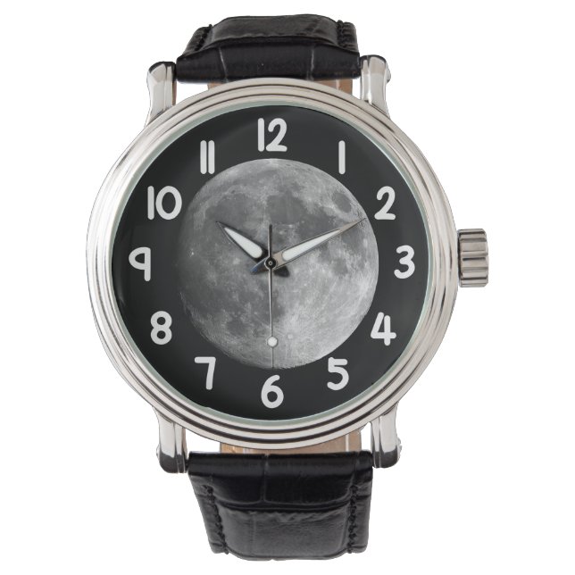 Relógio Moon Wrist Watch – Black Night Sky Space Timepiece (Frente)