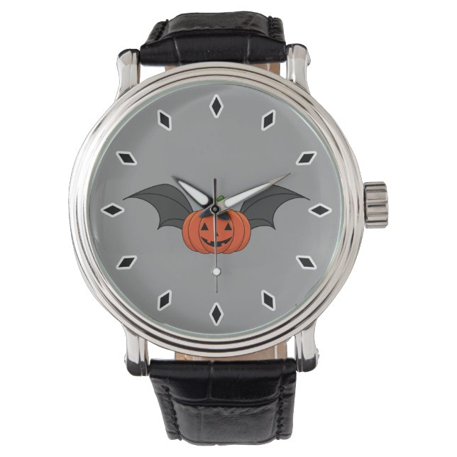 Relógio Morcego de Abóbora de Halloween (Frente)