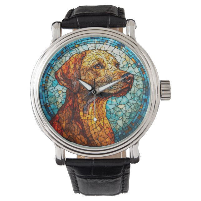 🌸 Relógio Mosaico Labrador Cor Arte Estilo Casa (Frente)