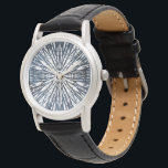 Relógio Motif Radial de Tinta Indigo<br><div class="desc">Indigo Ink Motif I por June Erica Vess. Design radial criado de coloração azul-indigo e várias formas geométricas.</div>