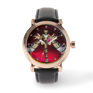 RELÓGIO MULHER DRAGONFLY COM GEMSTONES DE PINK