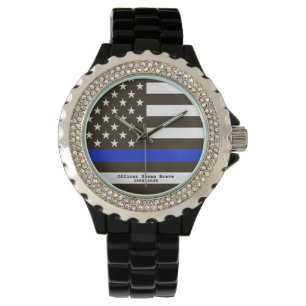 Relógio Mulher fina do agente da polícia da bandeira de