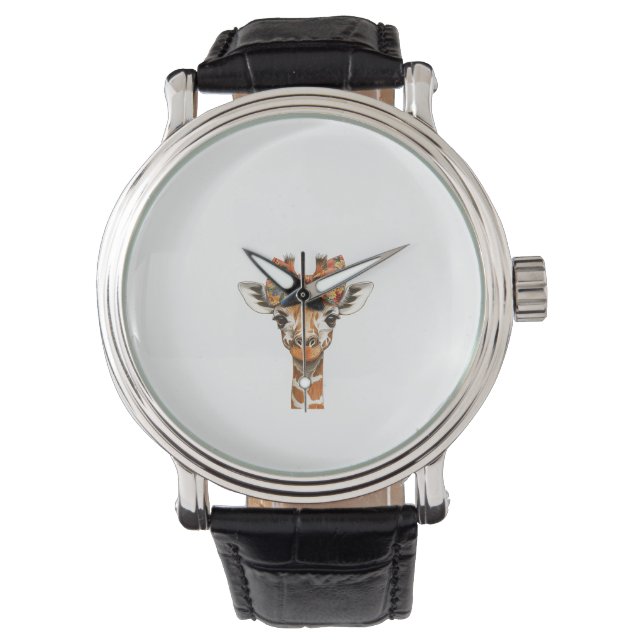 Relógio Mulher Giraffe Boho Wildflower Arco Mãe Mo (Frente)