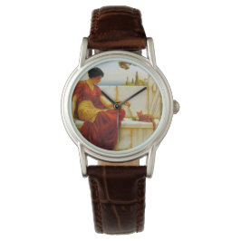 Relógio Mulher Romana Brincando com seu Gato Favorito