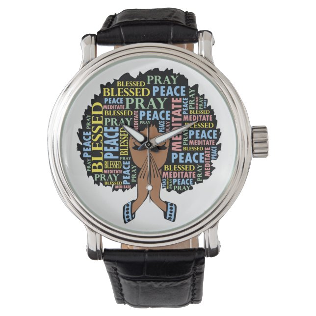 Relógio Mulheres Cristãs Negras, Melanin, Rezam (Frente)