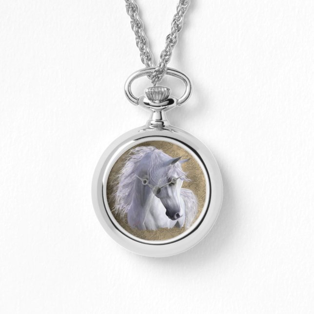 Relógio Mulheres de Aço Inoxidável de Cavalo Árabe, estilo (Frente)