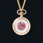 Relógio Mulheres Inglesas Incorporadas Florais Elegantes C<br><div class="desc">Colorida Boriderada Faux Floral Elegant Womans Watches apresenta um bordado moderno e colorido floral em rosa,  roxo,  laranja,  azul e amarelo. Criado pelo Evco Studio www.zazzle.com/store/evcostudio</div>