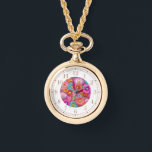 Relógio Mulheres Inglesas Incorporadas Florais Elegantes C<br><div class="desc">Colorida Boriderada Faux Floral Elegant Womans Watches apresenta um bordado moderno e colorido floral em rosa,  roxo,  laranja,  azul e amarelo. Criado pelo Evco Studio www.zazzle.com/store/evcostudio</div>