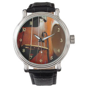 Relógio Music Vintage Violin with Dourado Numbers Watch