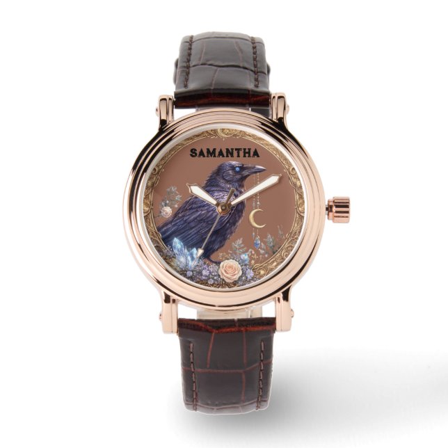 Relógio Mystical Raven Unisex Custom Name (Frente)