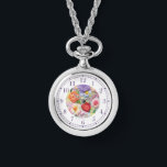 Relógio Na moda Floral bordada por Faux colorida<br><div class="desc">As mulheres Na moda floreadas bordadas com Faux coloridas Watches apresentam um bordado moderno,  cor de moda,  em cor rosa,  roxo,  laranja e vermelho sobre um fundo verde pastel. Criado pelo Evco Studio www.zazzle.com/store/evcostudio</div>