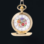 Relógio Na moda Floral bordada por Faux colorida<br><div class="desc">As mulheres Na moda floreadas bordadas com Faux coloridas Watches apresentam um bordado moderno,  cor de moda,  em cor rosa,  roxo,  laranja e vermelho sobre um fundo verde pastel. Criado pelo Evco Studio www.zazzle.com/store/evcostudio</div>