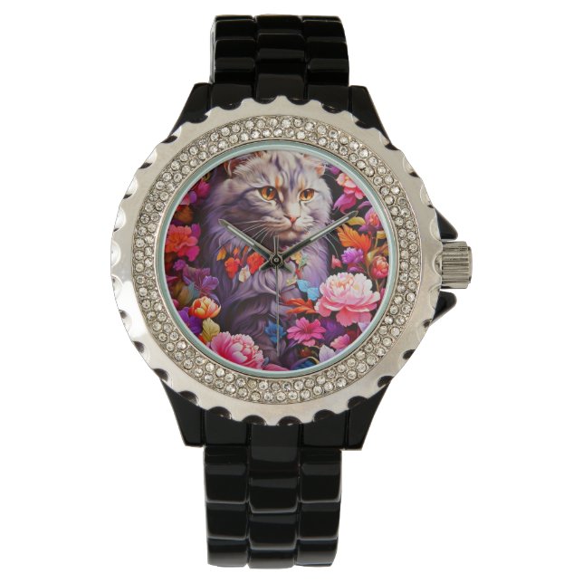 Relógio Na moda para assistir amantes de gatos (Frente)