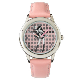 Relógio namorada dançarina cor-de-rosa