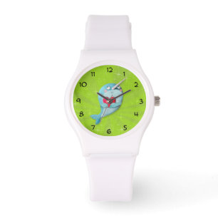 Relógio Narwhal bonito com coração